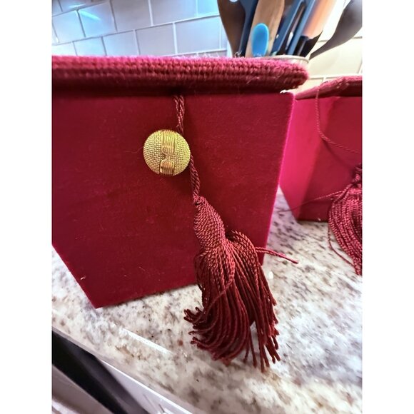 2 Dillards Trimings Inside painted Ornament Wine Velvet Needlepoint Box Read - Picture 3 of 13